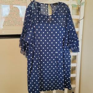 Faux Denim Polka Dot Illusion Top Mini Dress
